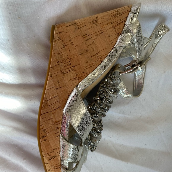 - Gianni bini wedge Platform silver cork Sandal 8.5 - Picture 14 of 16